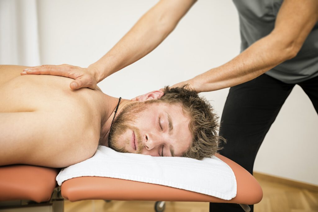 young man at the physio therapy